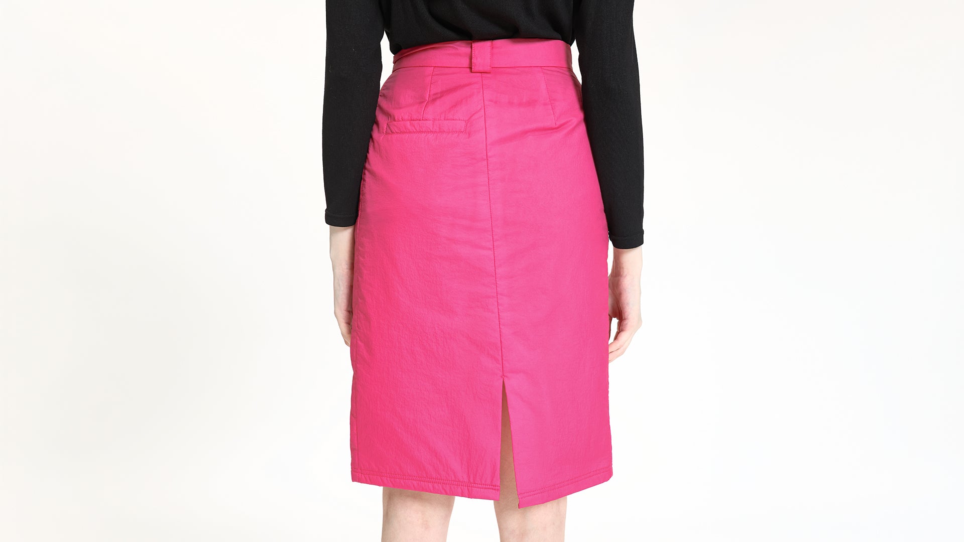 VIBRANT PINK MID-LENGTH SLIT SKIRT