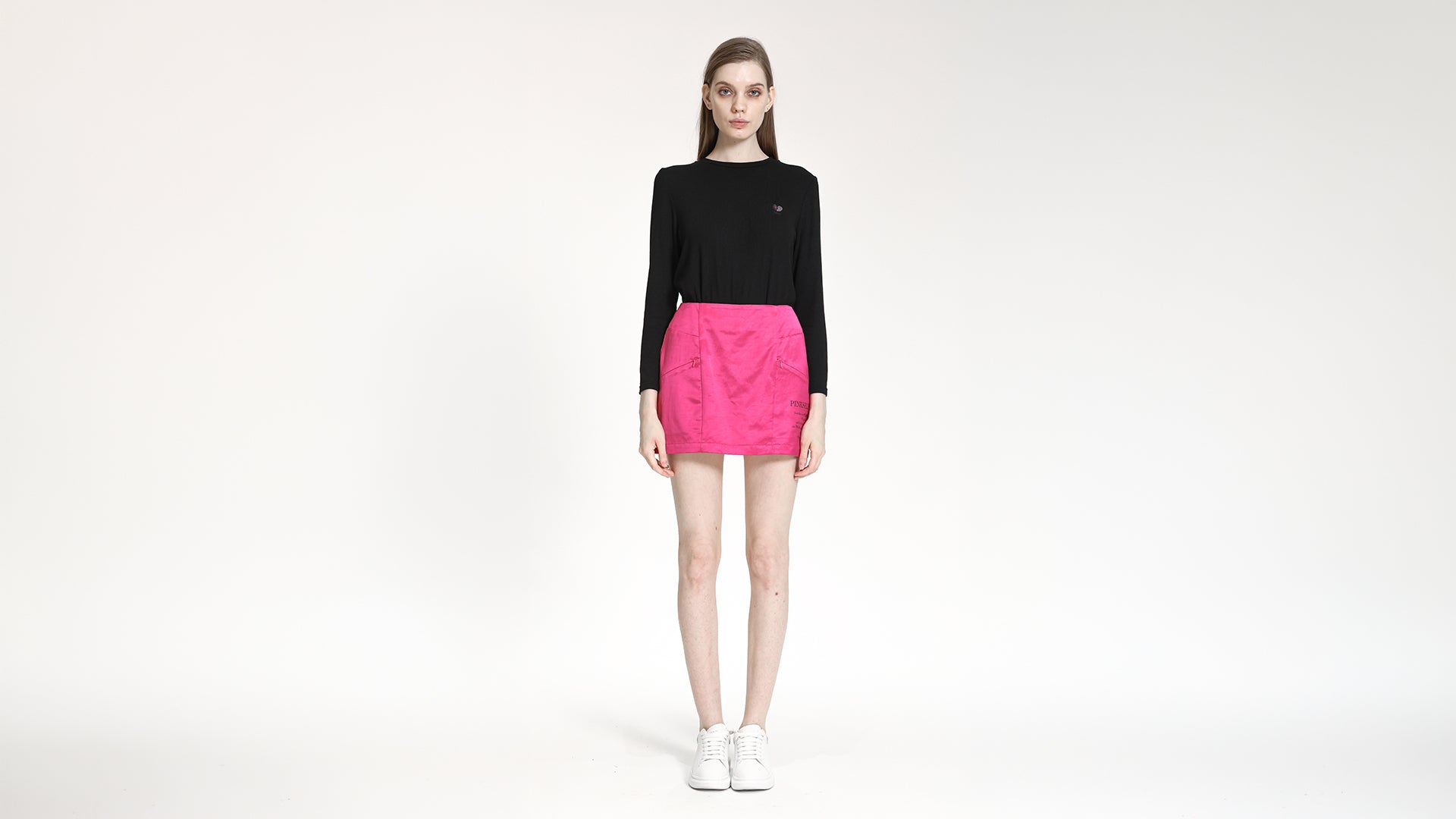 VIBRANT MAGENTA PANELLED A-LINE MINI SKIRT