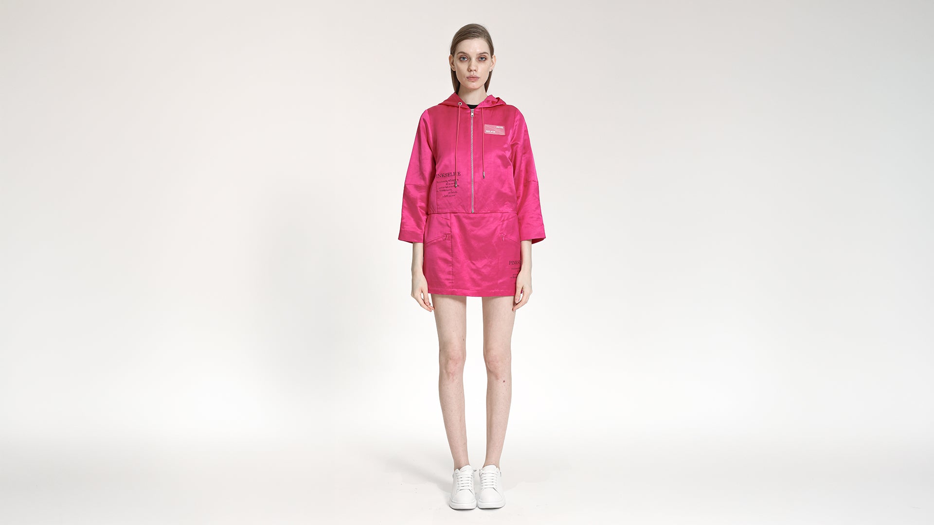 VIBRANT PINK HOODED ZIP-UP JACKET