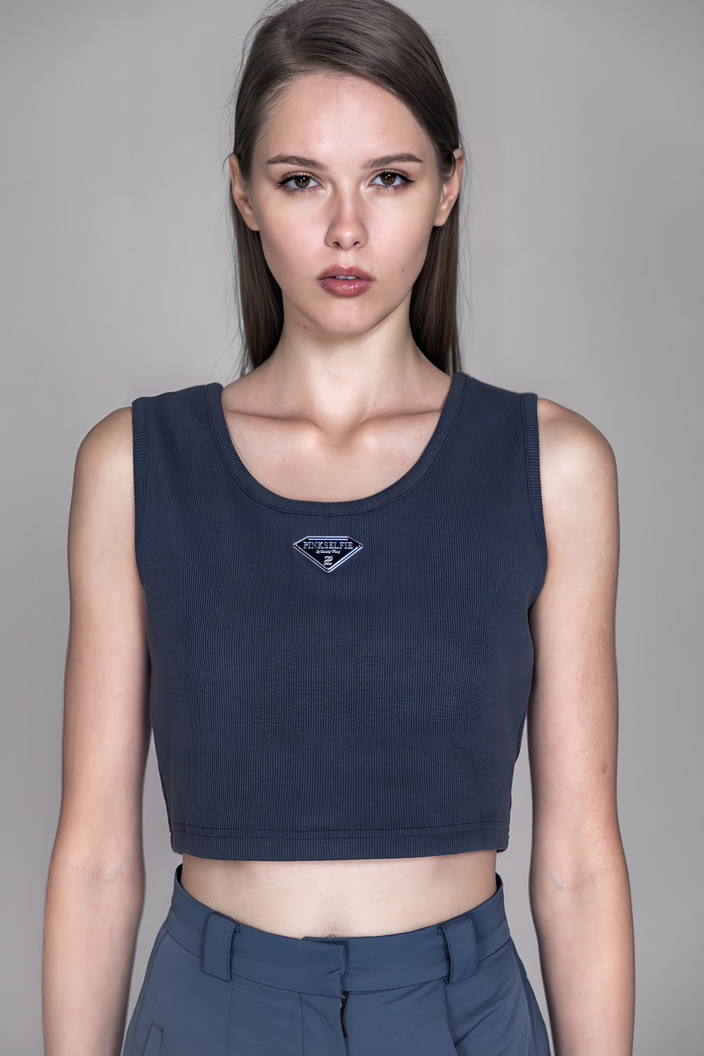 YELLOW/DARK BLUE CROPPED VEST