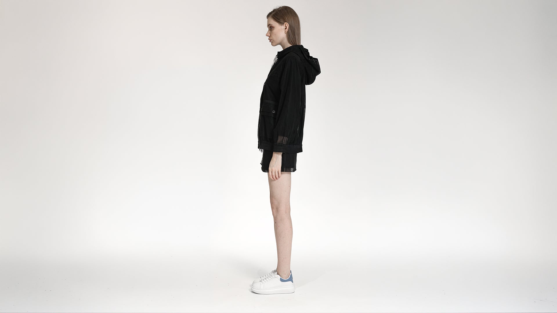 SHEER HOODED ZIP JACKET