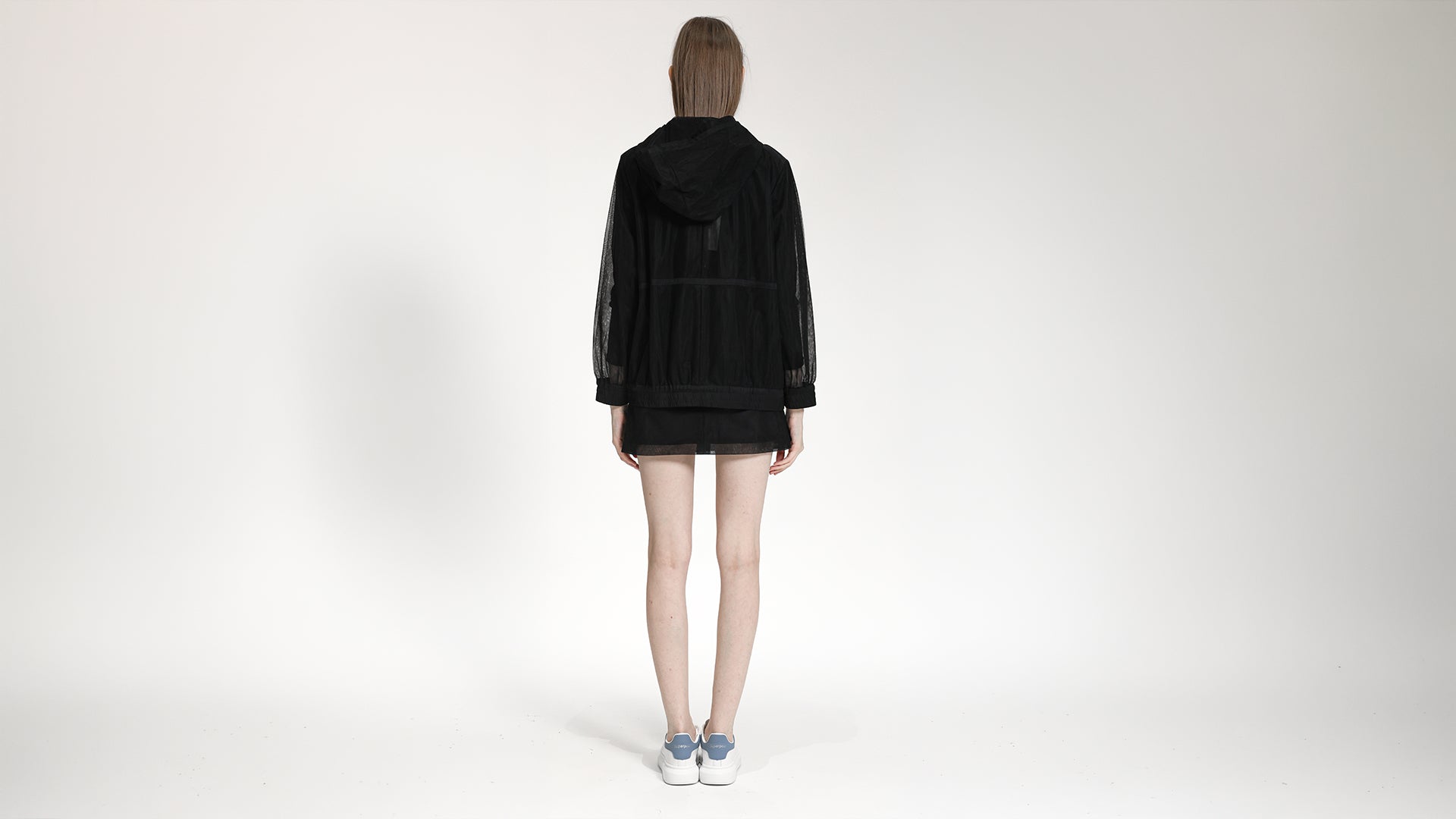 SHEER HOODED ZIP JACKET