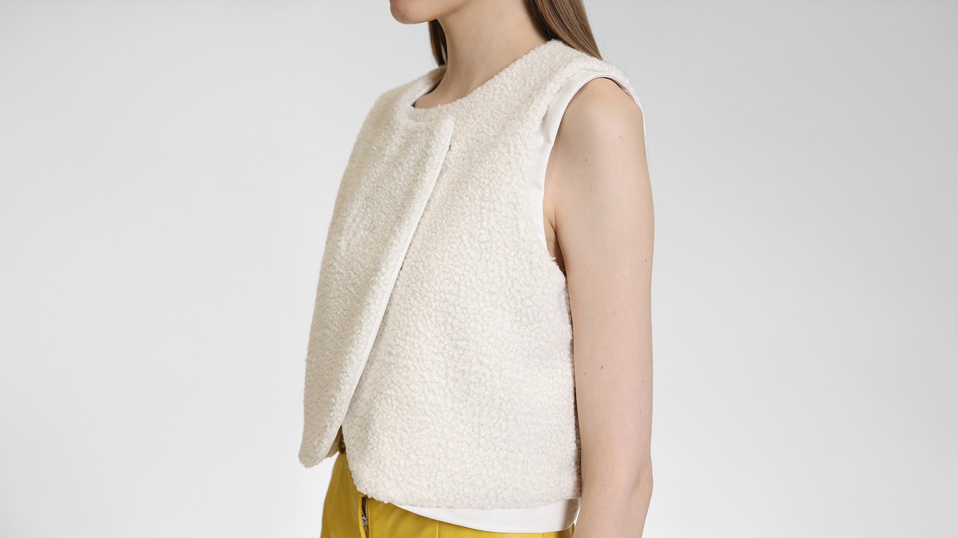 OFF-WHITE EMBROIDERED LEATHER-TRIMMED  ASYMMETRICAL VEST