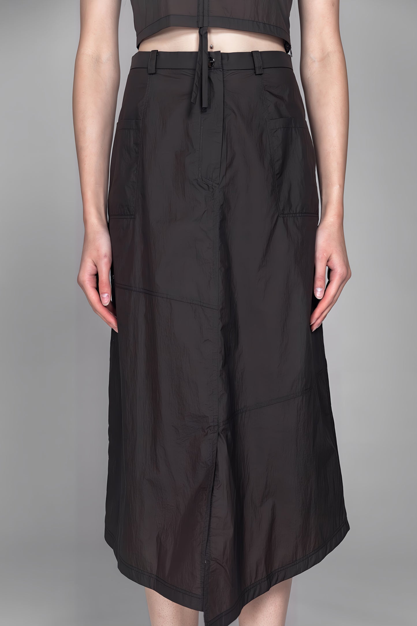 
                  
                    BRIGHT PURPLE / MATTE PURPLE / DARK BROWN TRENCH ASYMMETRICAL CASUAL LONG SKIRT
                  
                