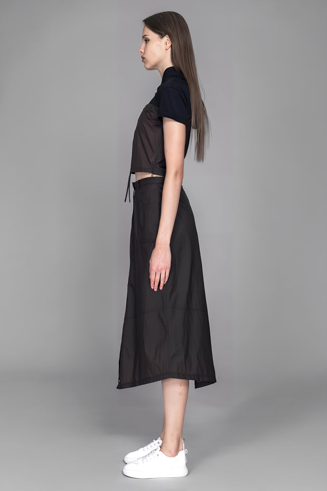 
                  
                    BRIGHT PURPLE / MATTE PURPLE / DARK BROWN TRENCH ASYMMETRICAL CASUAL LONG SKIRT
                  
                