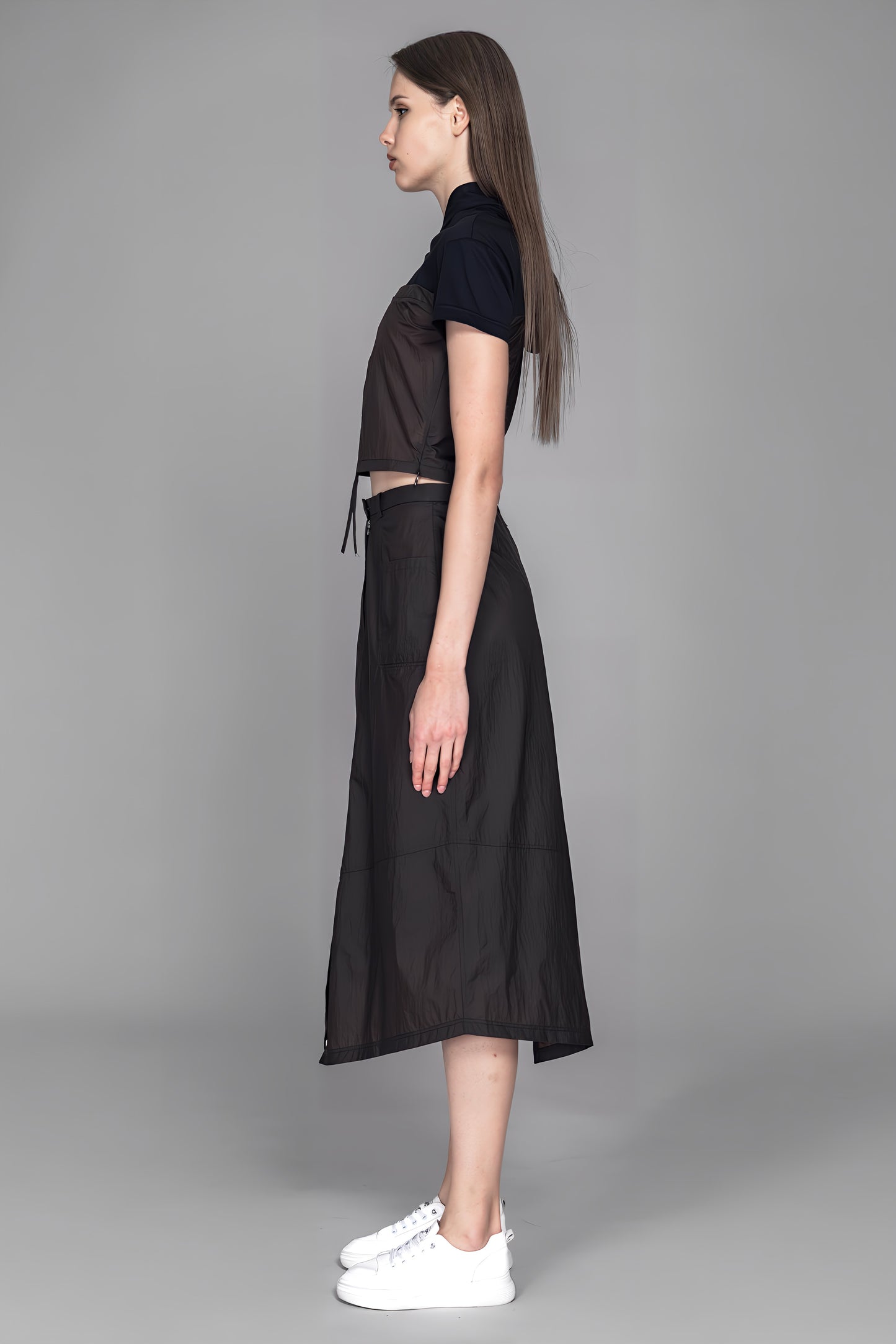 
                  
                    BRIGHT PURPLE / MATTE PURPLE / DARK BROWN TRENCH ASYMMETRICAL CASUAL LONG SKIRT
                  
                