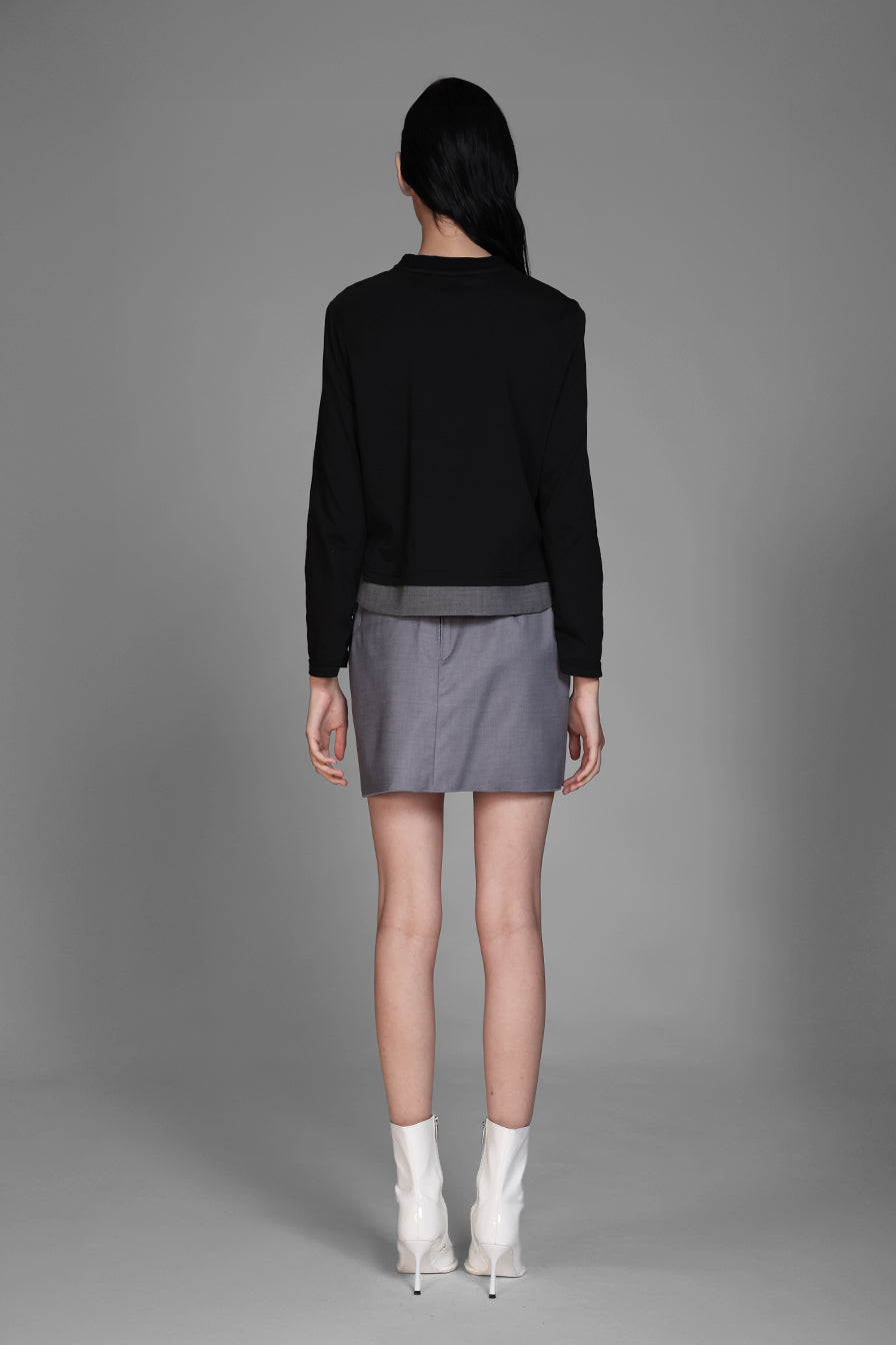 
                  
                    GREY/BLUE SUIT-STYLE MINI SKIRT
                  
                