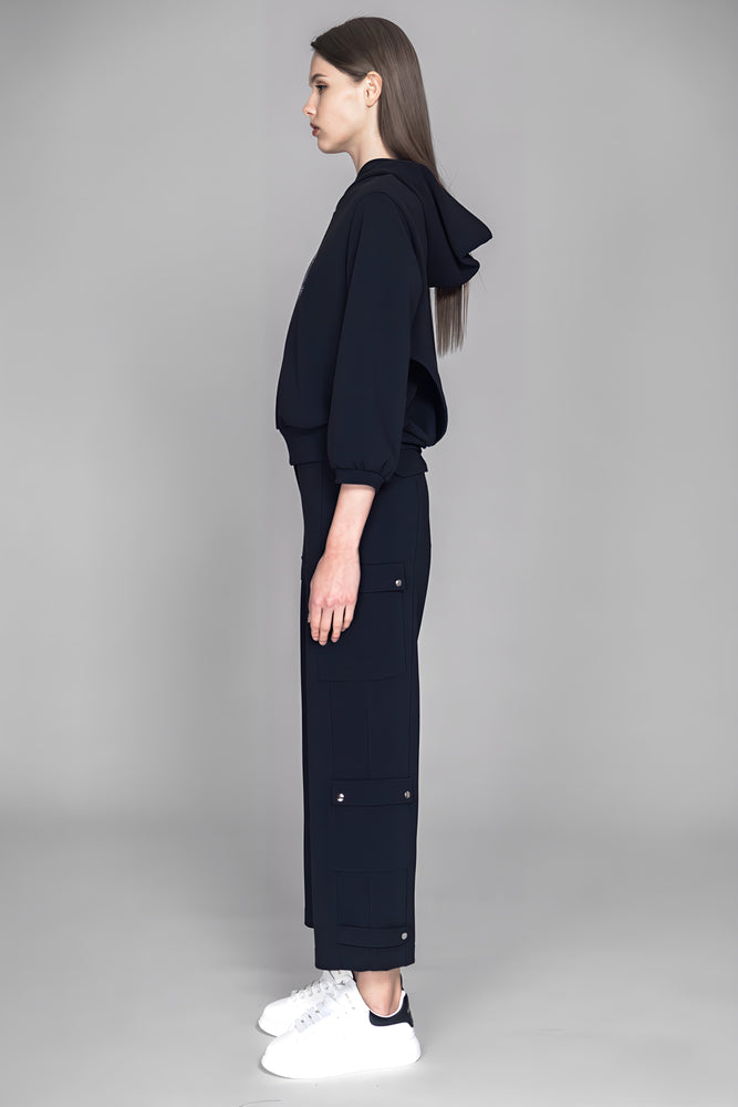 
                  
                    BLACK COTTON ONE-SHOULDER CUTOUT CROP HOODIE
                  
                