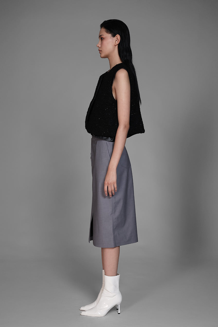 
                  
                    GREY / BLUE TAILORED TRENCH MID-LENGTH PENCIL SKIRT
                  
                