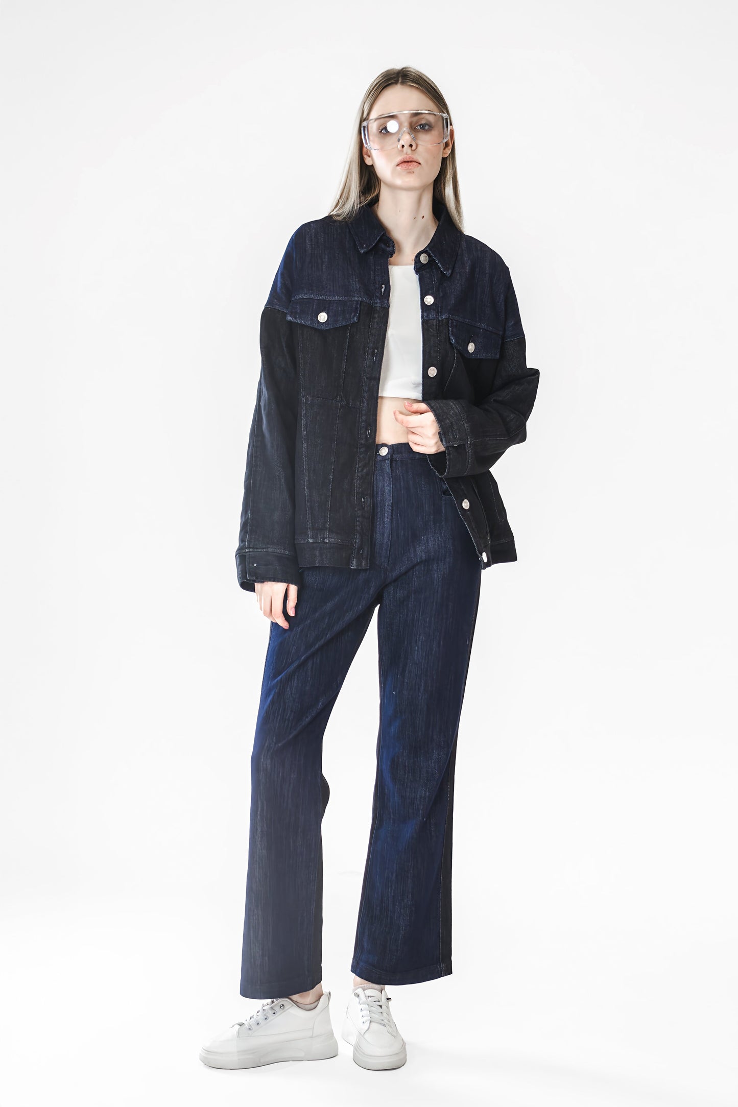 MISTY BLACK-BLUE OVERSIZED DENIM JACKET