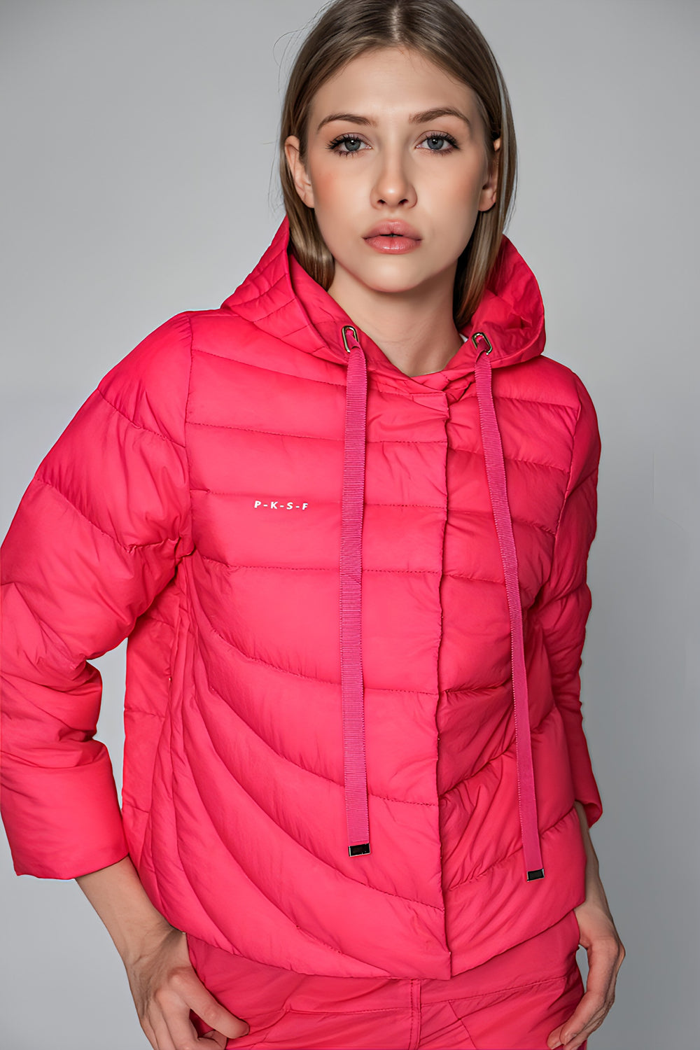 PEACH QUILTED CASUAL JACKET