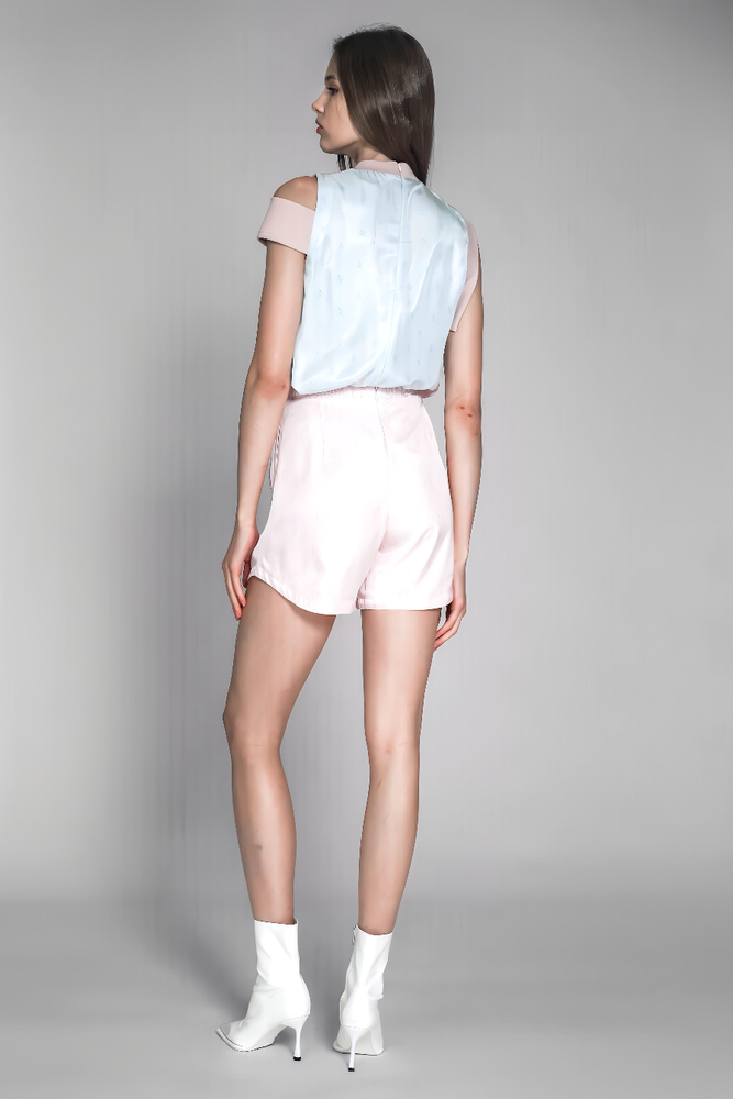 
                  
                    PINK COTTON COLOR-BLOCK LOGO PRINT ASYMMETRICAL TOP
                  
                