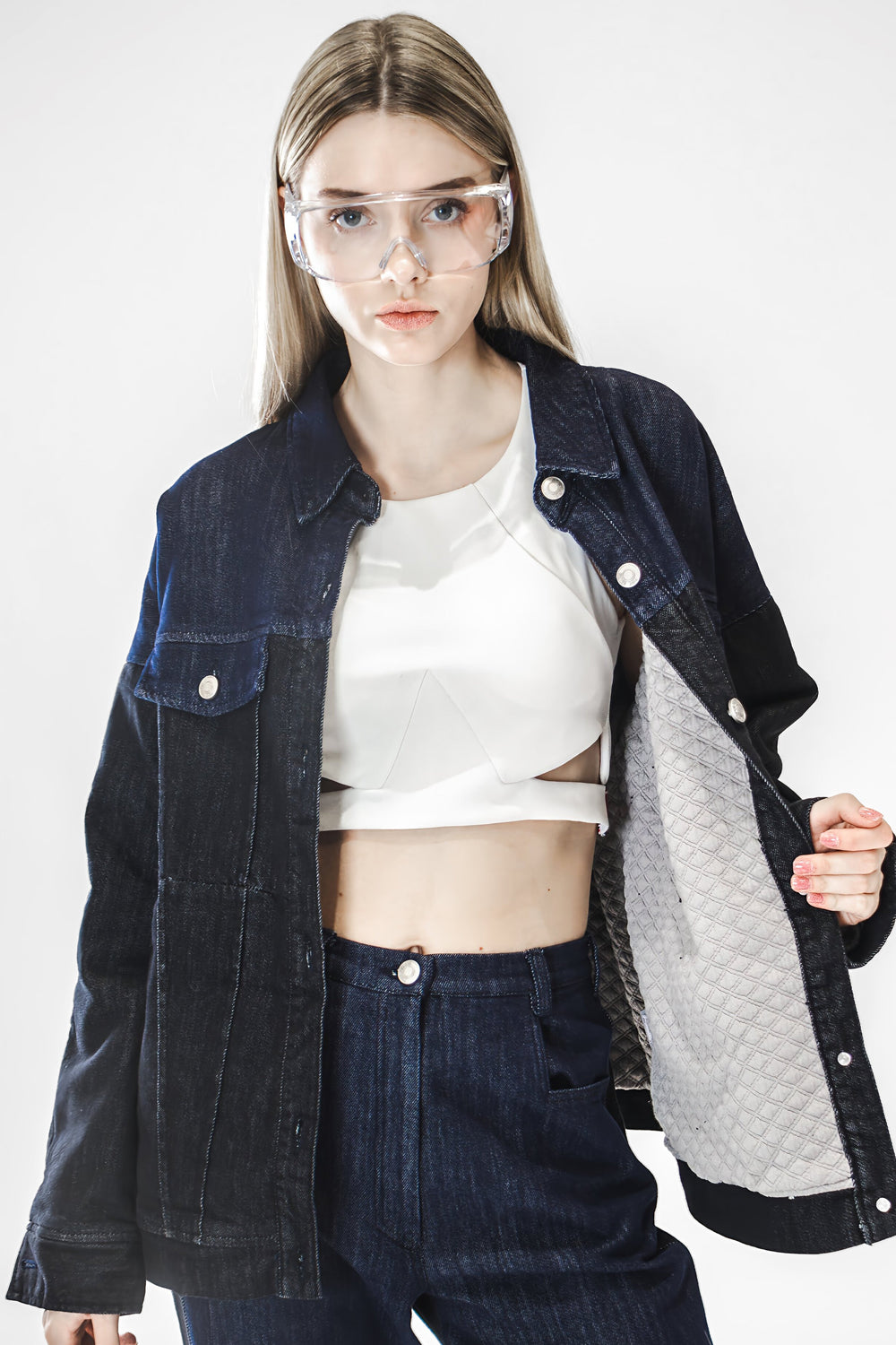 MISTY BLACK-BLUE OVERSIZED DENIM JACKET