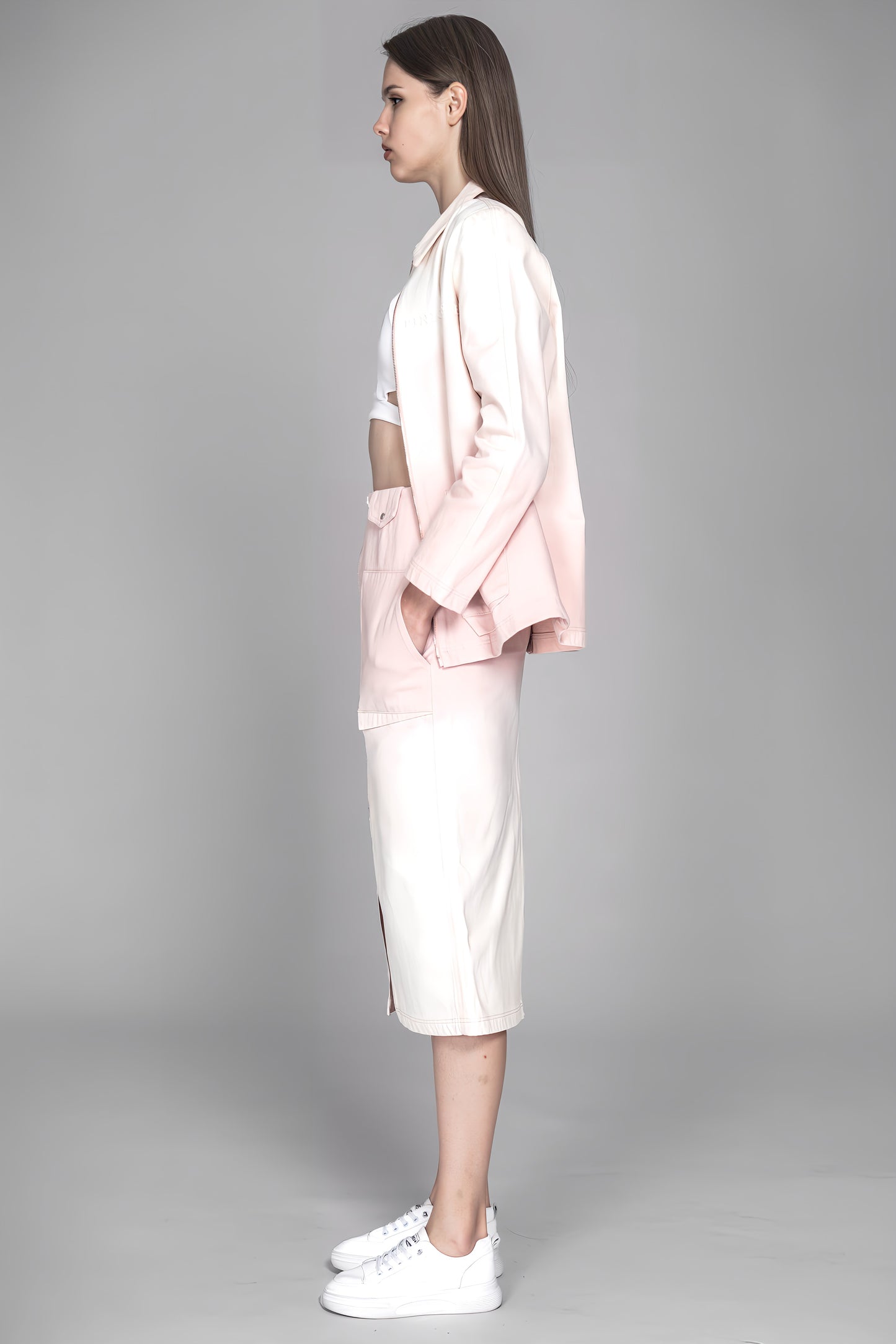 
                  
                    SKIN DENIM JACQUARD SLIT LONG SKIRT
                  
                