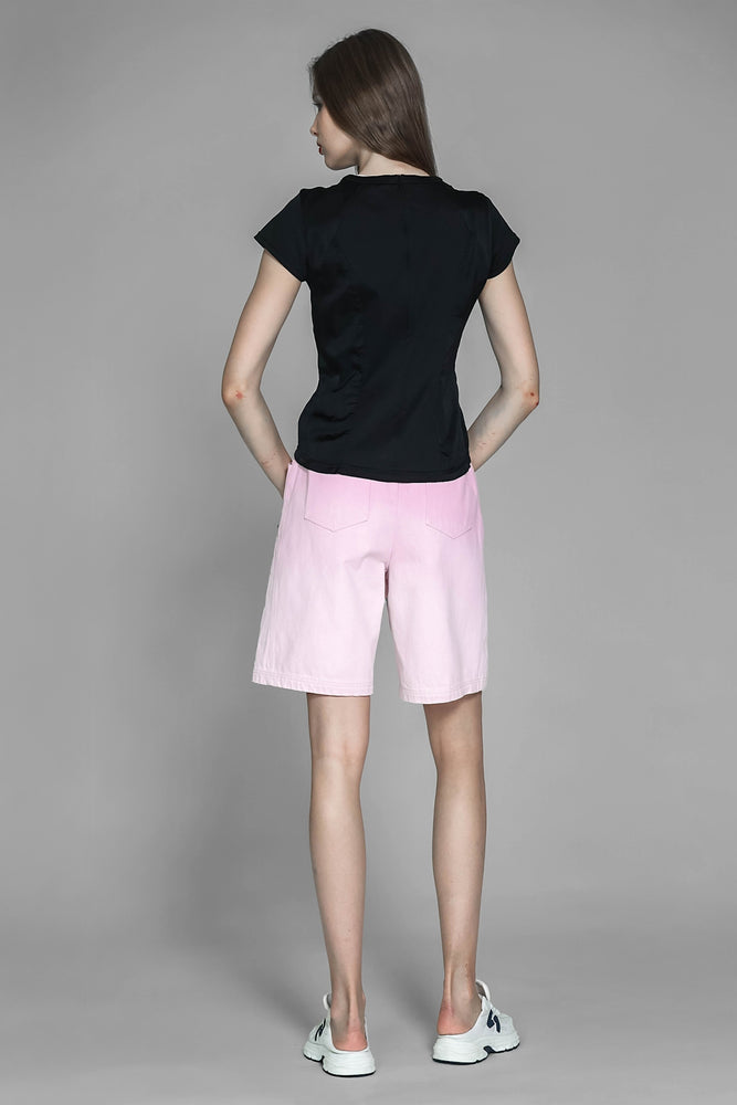 
                  
                    ICE BLUE/EXTRAORDINARY PINK THICK COTTON GRADIENT WASH DENIM BERMUDA SHORTS
                  
                