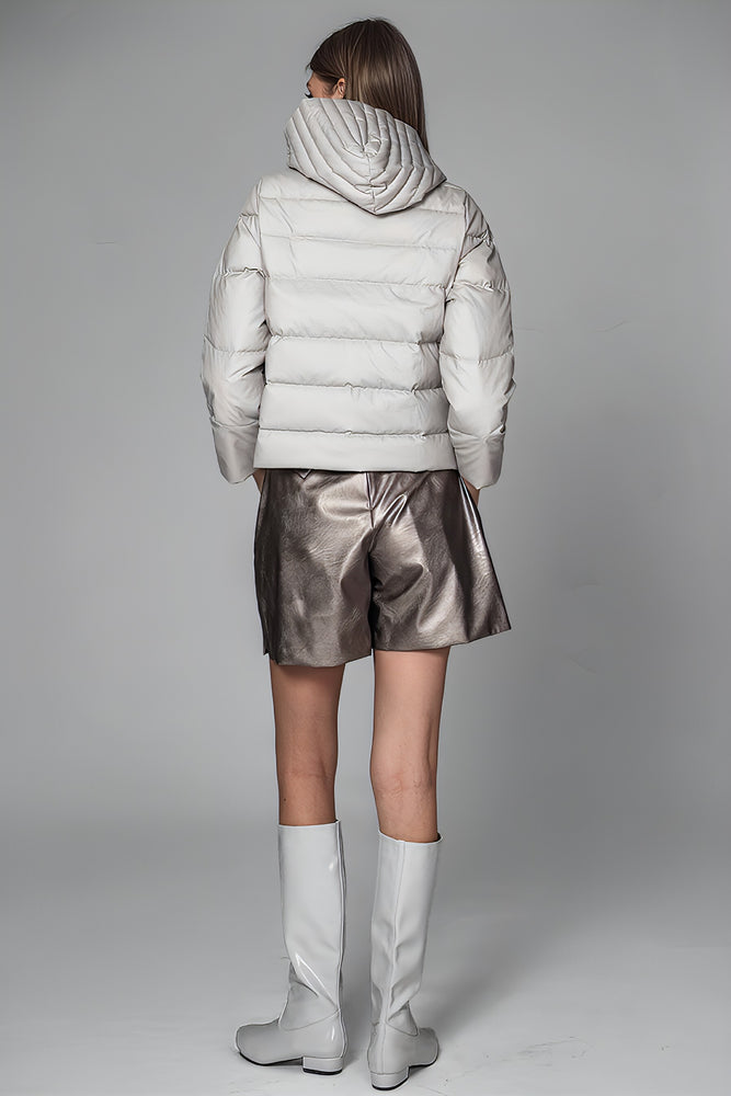 
                  
                    GRAY-BLUE/GOLD LEATHER FITTED SHORTS
                  
                