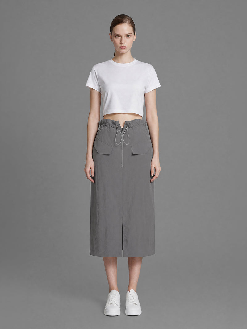 CLASSIC BLACK/MIDNIGHT GRAY CASUAL TRENCH LONG SKIRT