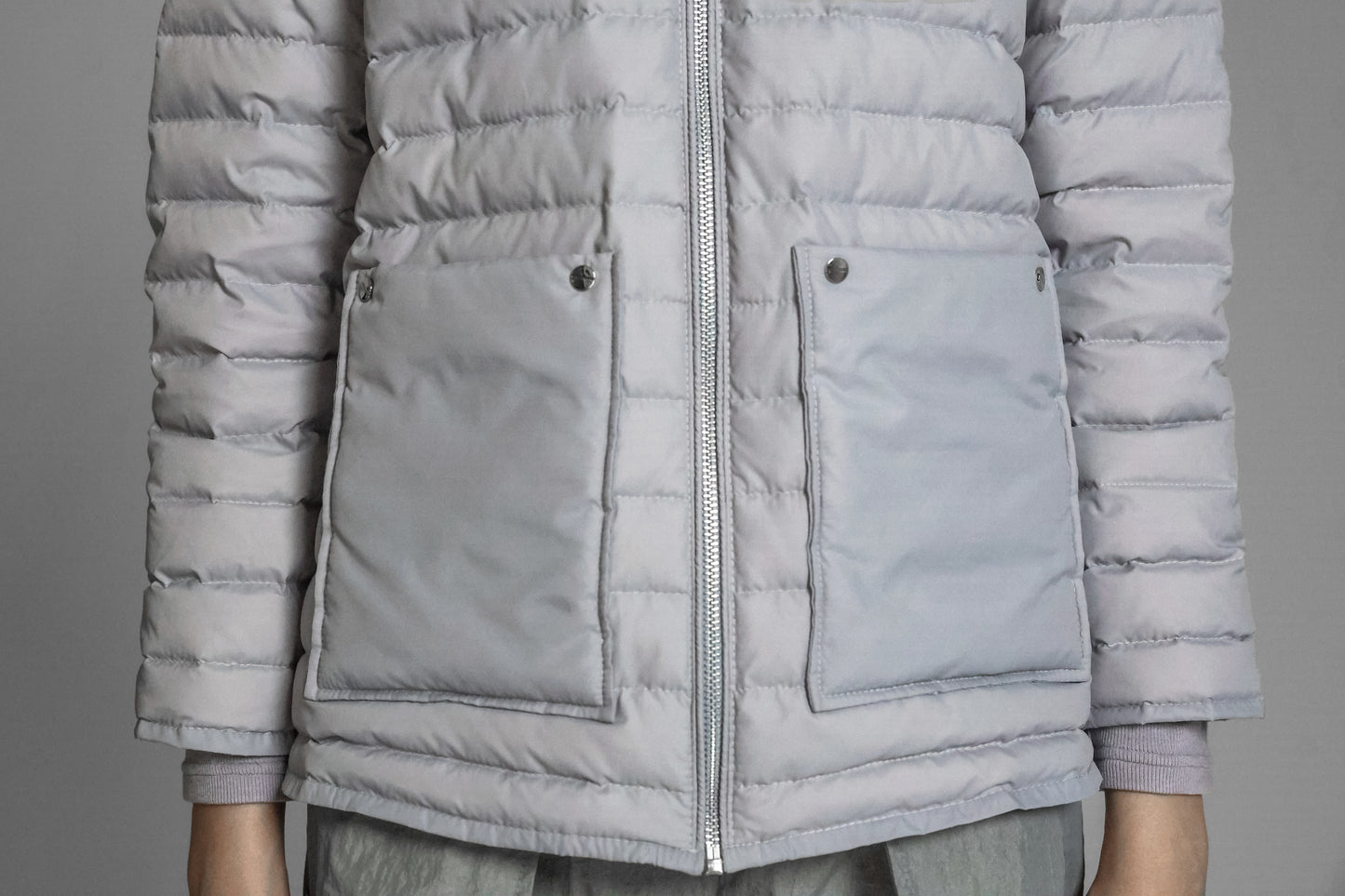 
                  
                    GREY/WHITE TRENCH-STYLE QUILTED JACKET
                  
                