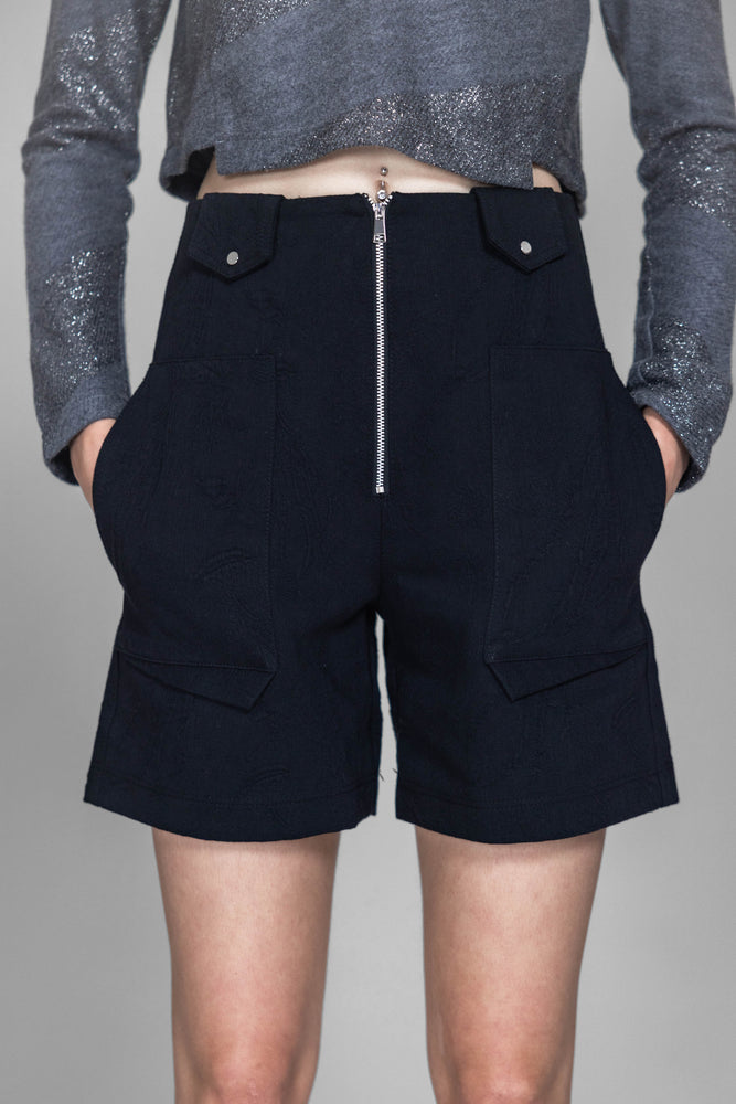 
                  
                    BLACK / SKIN DENIM JACQUARD SHORTS
                  
                