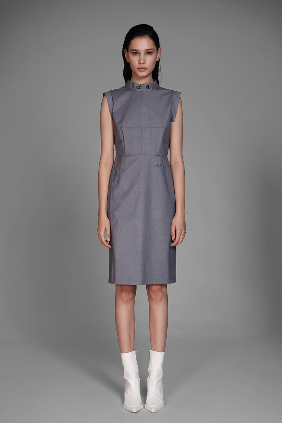 
                  
                    GREY/BLUE SUIT-STYLE CASUAL DRESS
                  
                