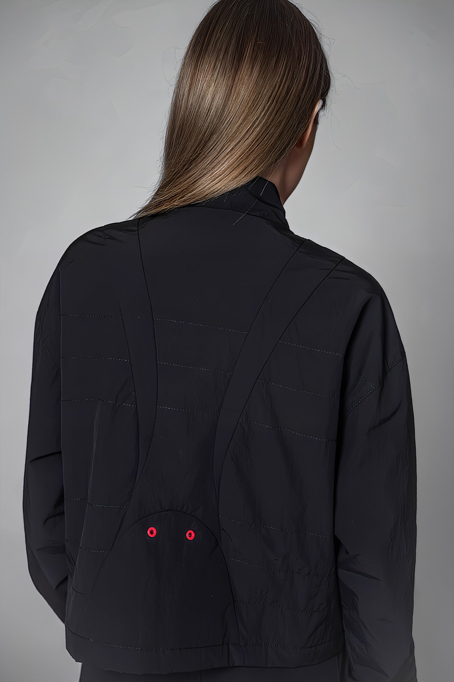 
                  
                    BLACK/GRAY TRENCH PADDED CROPPED JACKET
                  
                