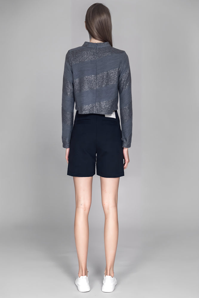 
                  
                    GRAY SILVER LUREX WOOL CROPPED TOP WITH LOGO EMBROIDERY
                  
                