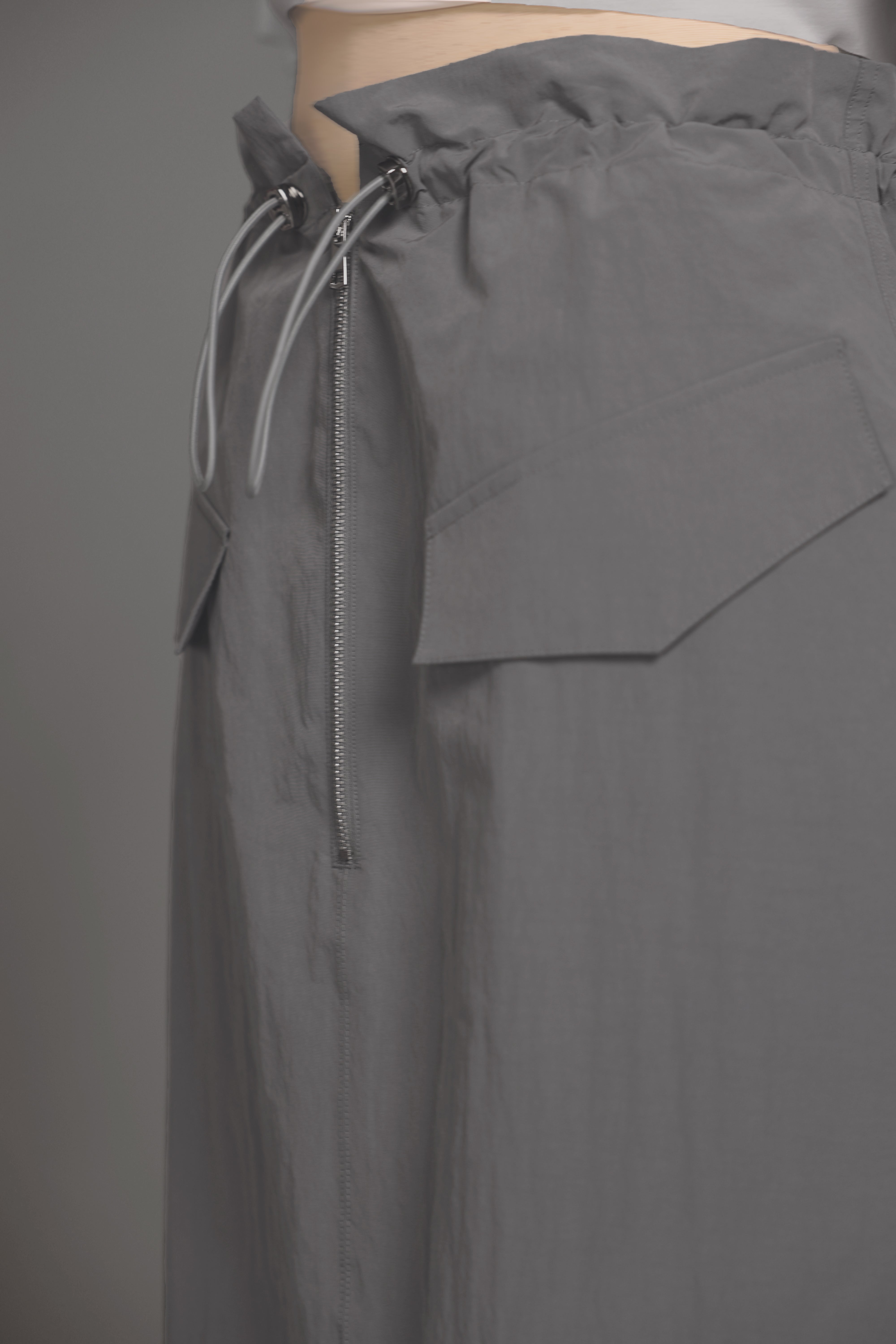 CLASSIC BLACK/MIDNIGHT GRAY CASUAL TRENCH LONG SKIRT