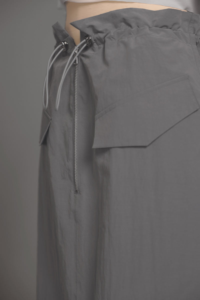 CLASSIC BLACK/MIDNIGHT GRAY CASUAL TRENCH LONG SKIRT