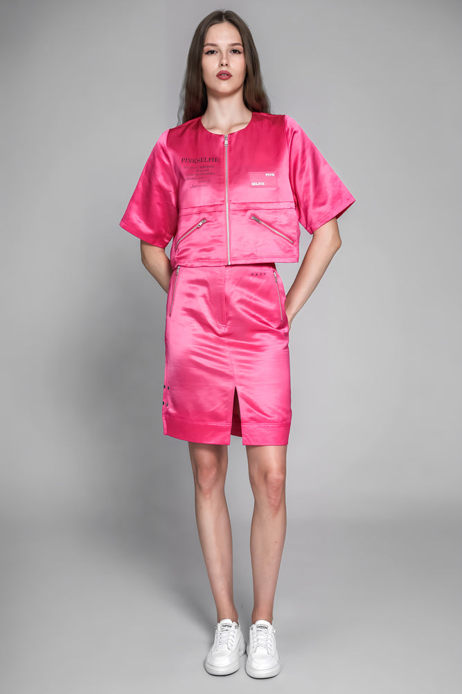 
                  
                    PEACOCK PINK / BLUE SAND-DYED LINEN STRAIGHT-LEG CASUAL SKIRT
                  
                