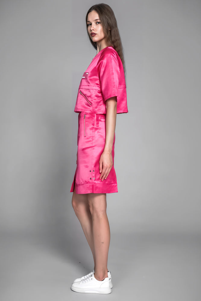 
                  
                    PEACOCK PINK / BLUE SAND-DYED LINEN STRAIGHT-LEG CASUAL SKIRT
                  
                