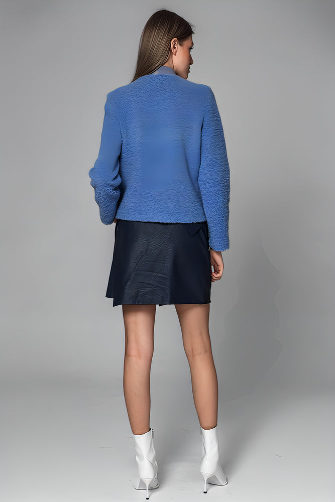 
                  
                    GRAY-BLUE/GOLD LEATHER FITTED SKIRT
                  
                