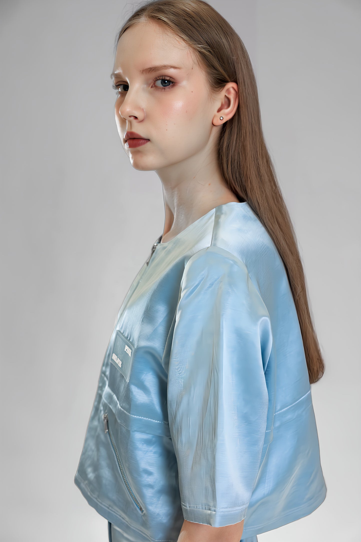 
                  
                    PEACOCK PINK / LIGHT PINK / BLUE SAND DYE LINEN CASUAL CROPPED JACKET
                  
                