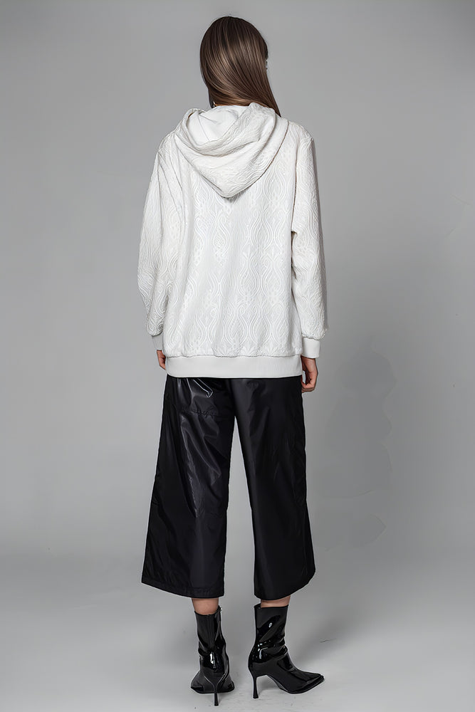 
                  
                    BLACK/WHITE WOOL-BLEND HOODED LONG TEE
                  
                