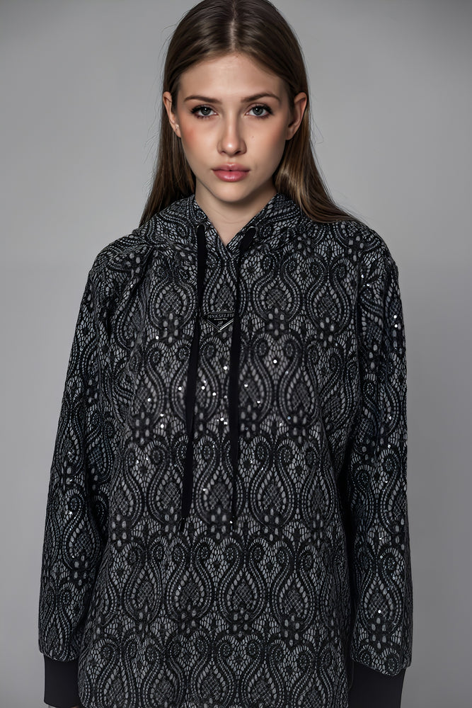 
                  
                    BLACK/WHITE WOOL-BLEND HOODED LONG TEE
                  
                