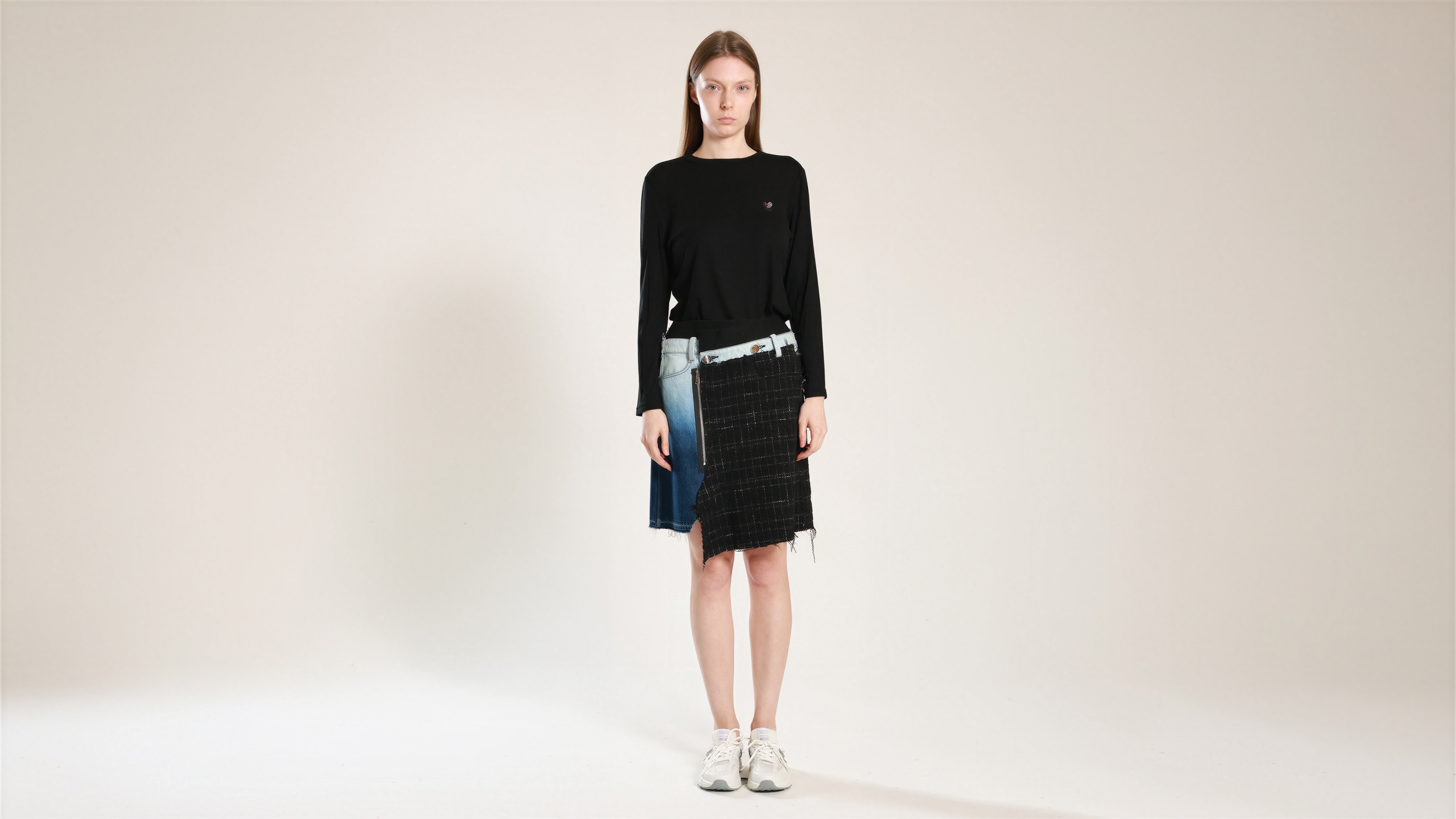 STARRY BLACK FUTURISTIC PANELLED MINI SKIRT