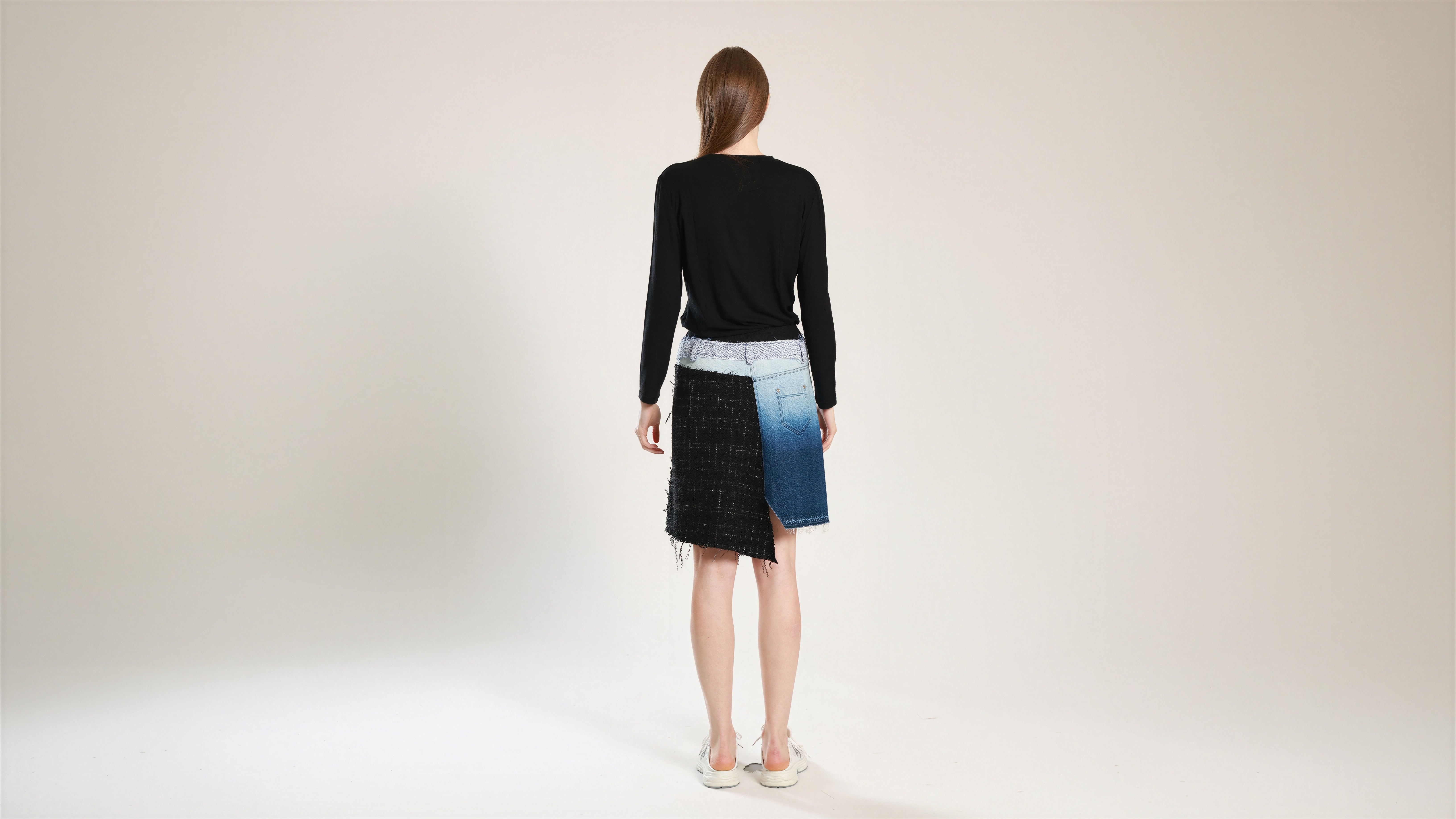 STARRY BLACK FUTURISTIC PANELLED MINI SKIRT