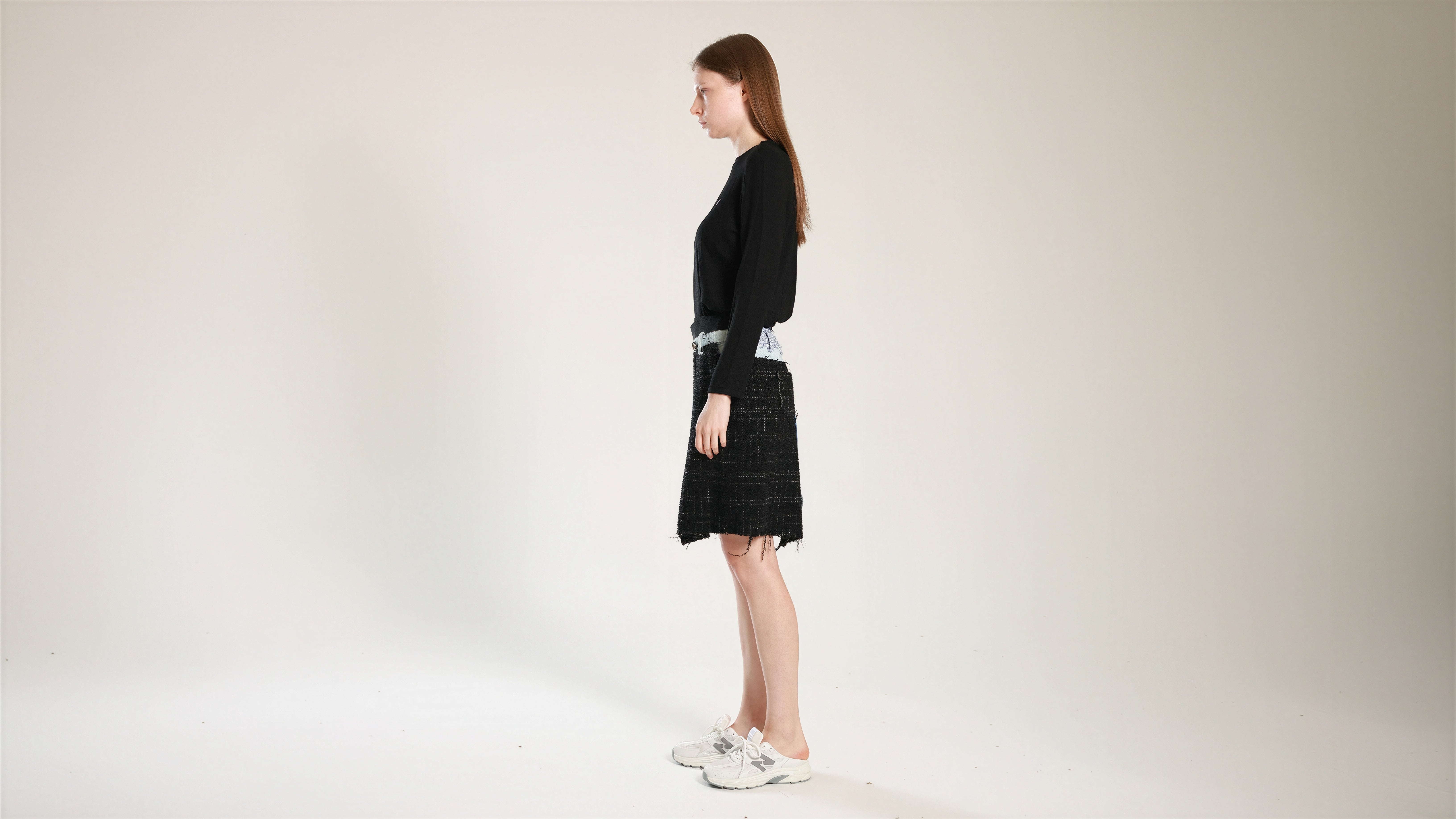 STARRY BLACK FUTURISTIC PANELLED MINI SKIRT