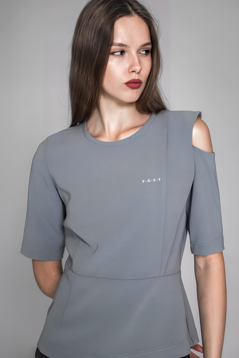 GLACIER GREEN/GLACIER GRAY ASYMMETRICAL LONG TOP