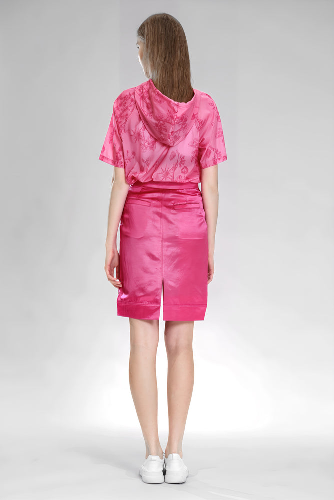 
                  
                    PEACOCK PINK / BLUE SAND-DYED LINEN STRAIGHT-LEG CASUAL SKIRT
                  
                