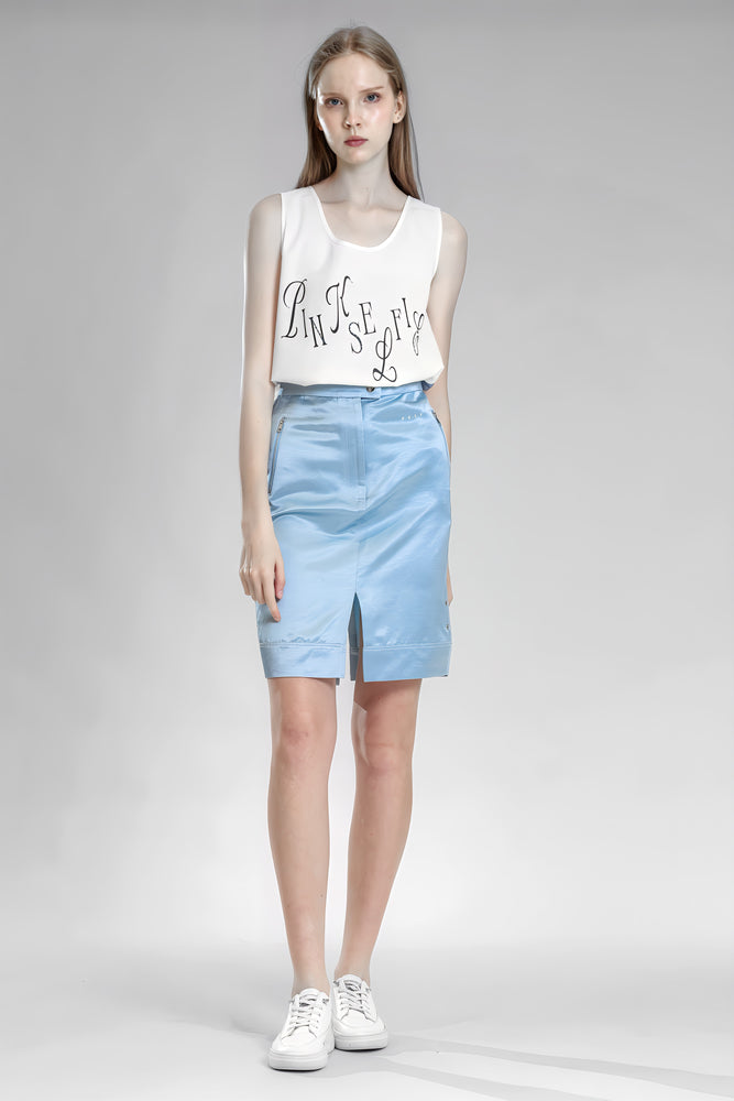 
                  
                    PEACOCK PINK / BLUE SAND-DYED LINEN STRAIGHT-LEG CASUAL SKIRT
                  
                