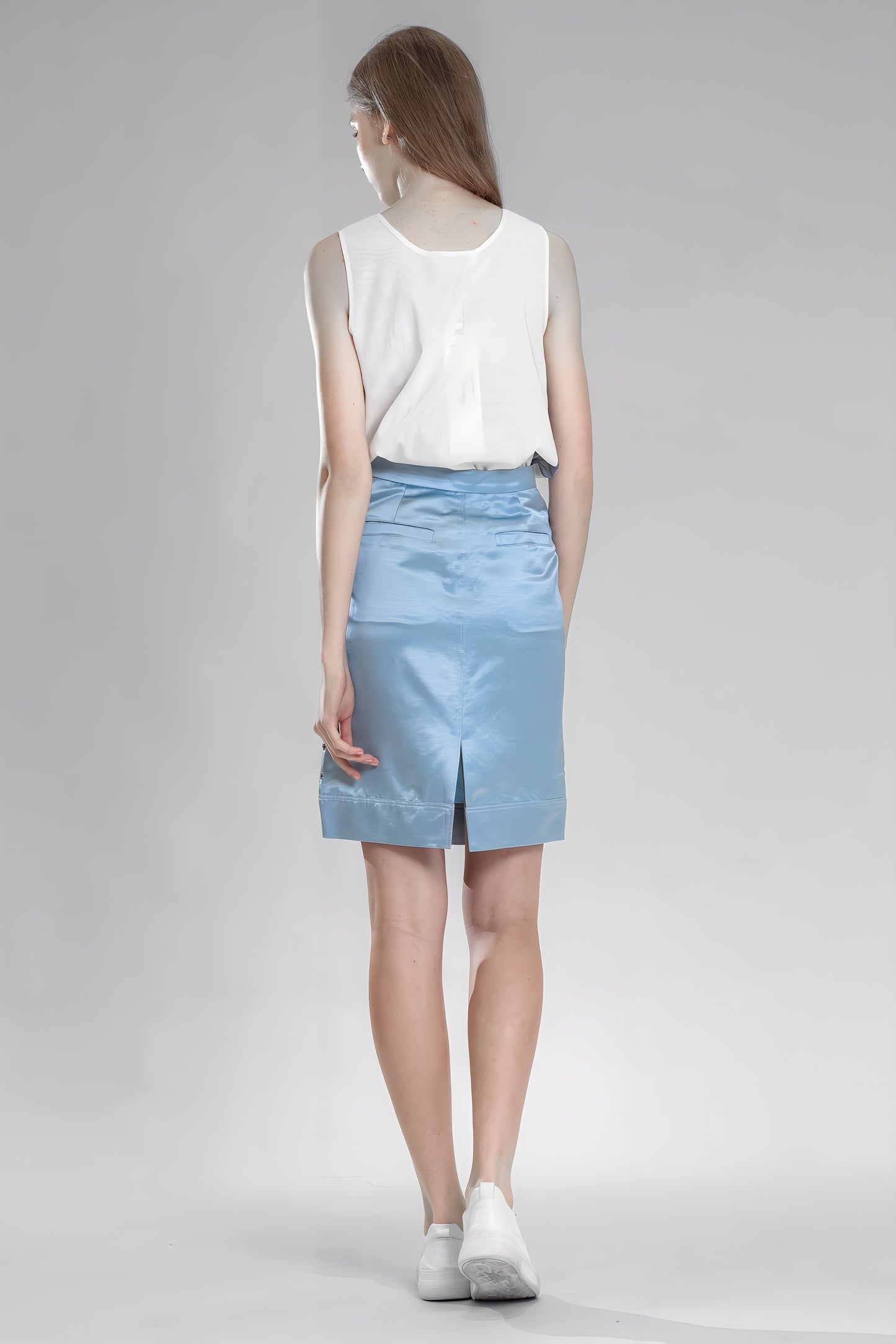 
                  
                    PEACOCK PINK / BLUE SAND-DYED LINEN STRAIGHT-LEG CASUAL SKIRT
                  
                