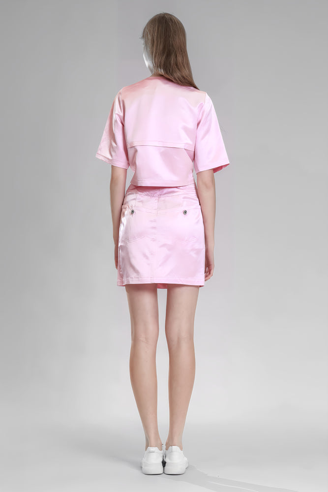
                  
                    PEACOCK PINK / LIGHT PINK / BLUE SAND DYE LINEN CASUAL CROPPED JACKET
                  
                
