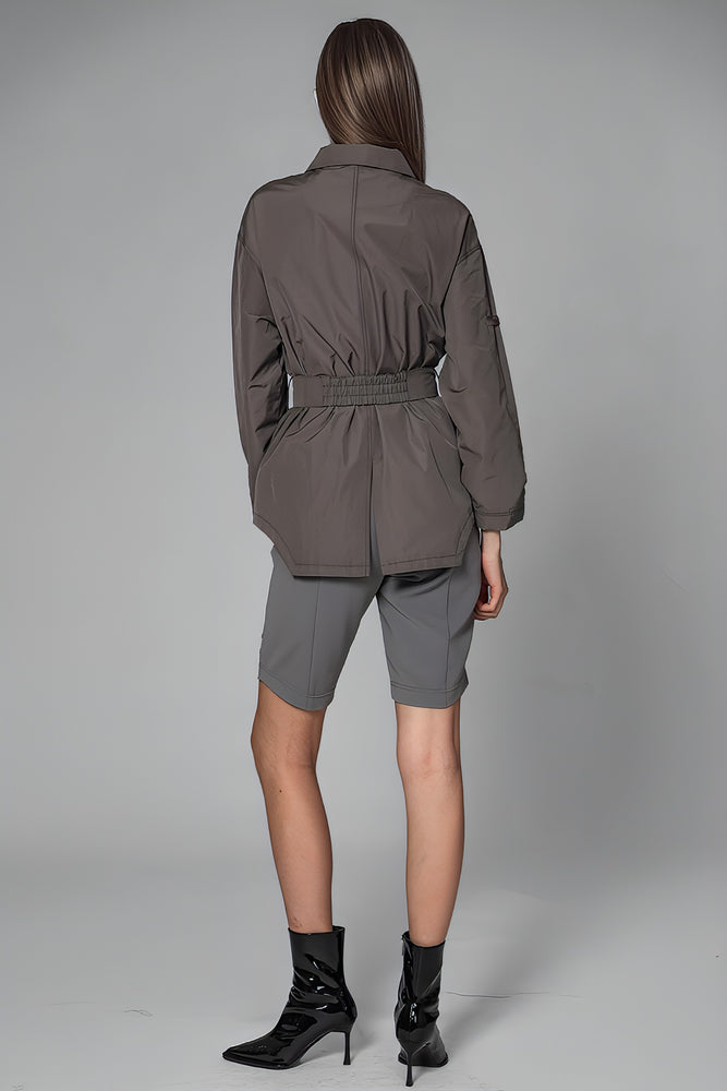 
                  
                    LIME GREEN/GLACIER GREY CONVERTIBLE SHIRT-BELTED TRENCH COAT
                  
                