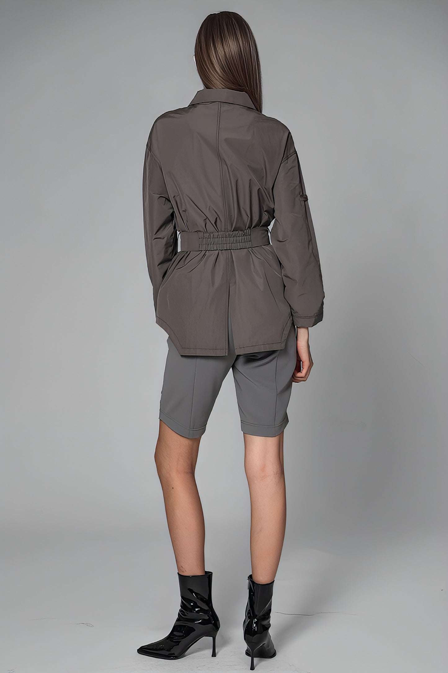 
                  
                    LIME GREEN/GLACIER GREY CONVERTIBLE SHIRT-BELTED TRENCH COAT
                  
                