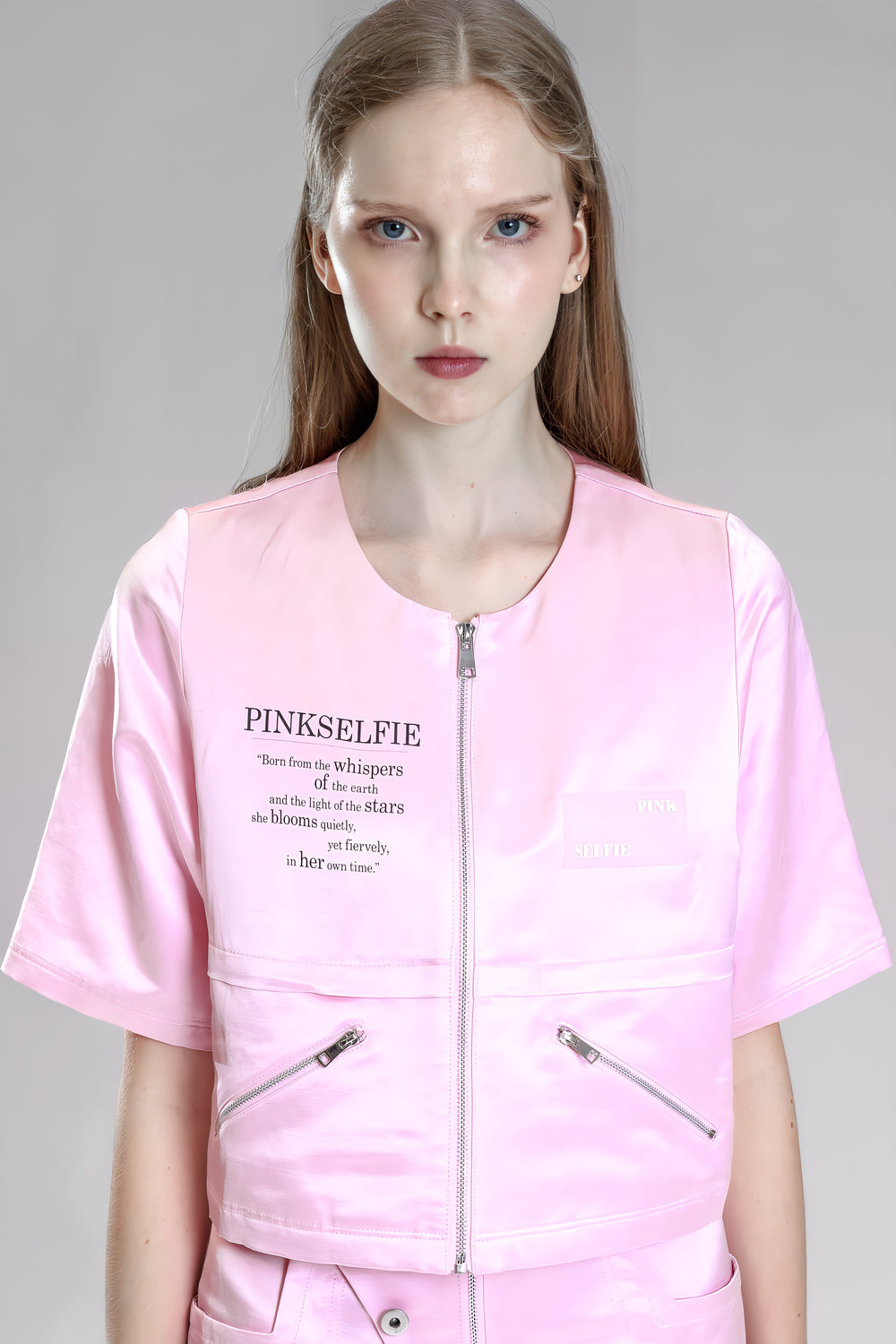 PEACOCK PINK / LIGHT PINK / BLUE SAND DYE LINEN CASUAL CROPPED JACKET