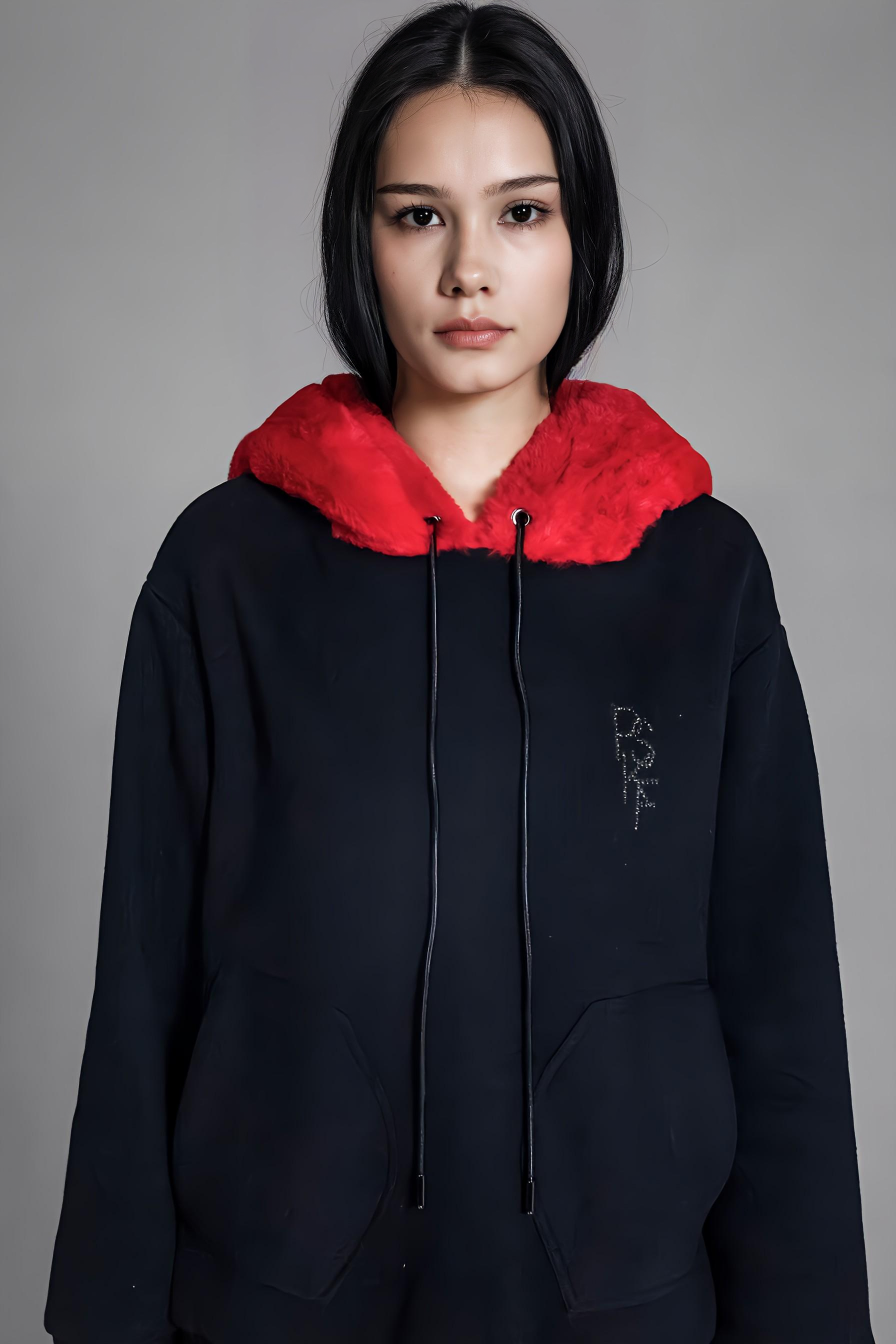 
                  
                    RABBIT FUR HOODED LONG-SLEEVE SWEATSHIRT
                  
                