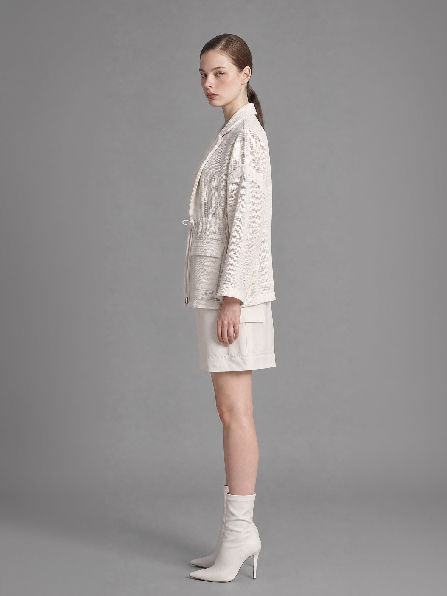 CLASSIC BLACK/STARLIGHT WHITE GRID CASUAL LONG-SLEEVE JACKET