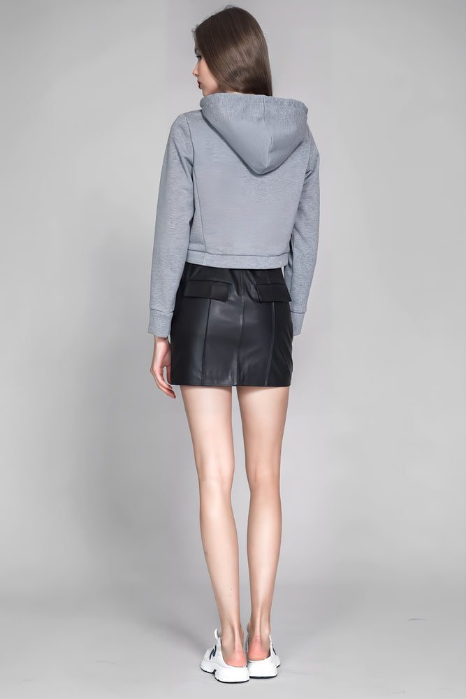
                  
                    GRAY/PINK COTTON TOTEM EMBROIDERED CROPPED HOODIE
                  
                