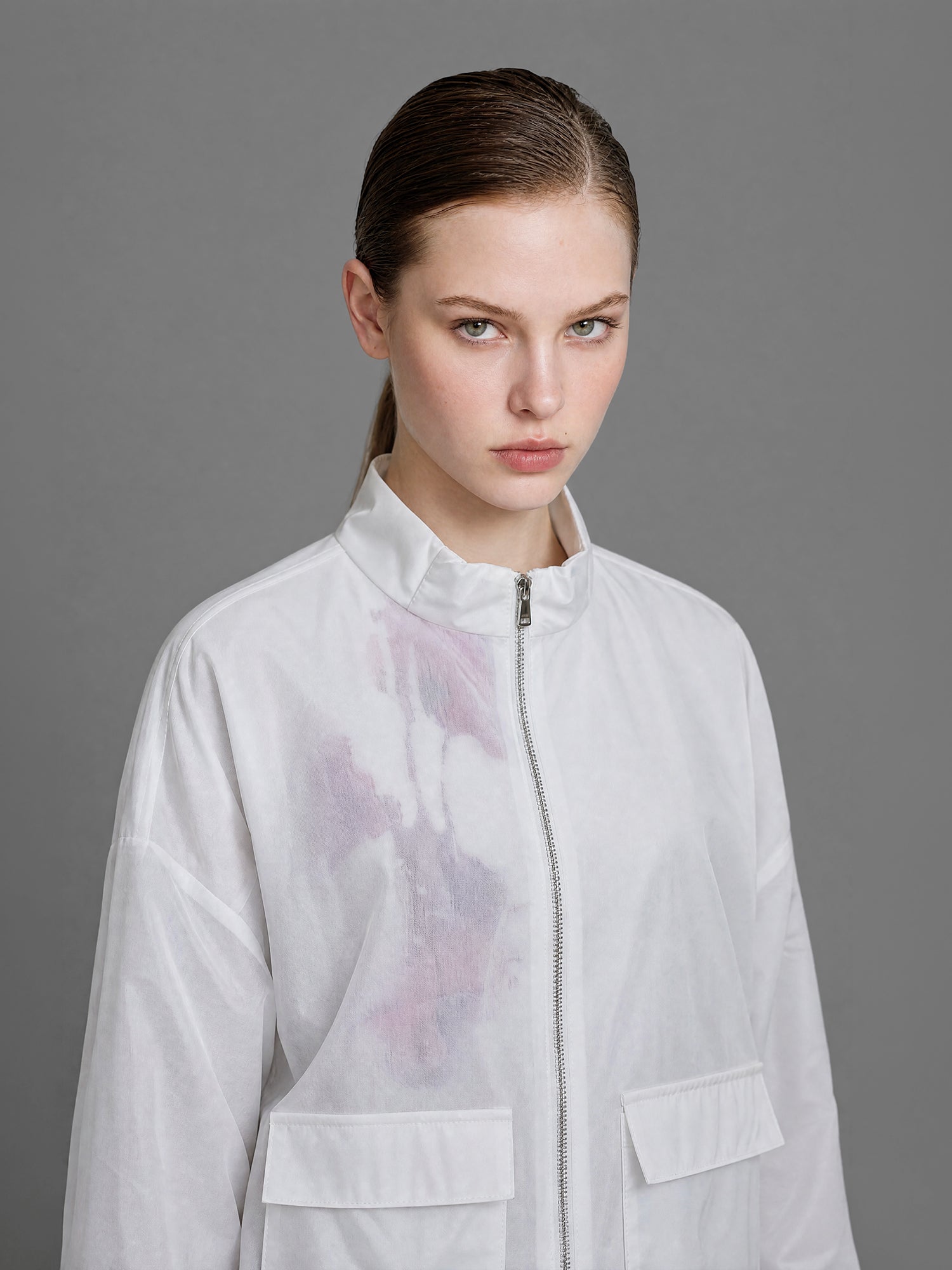 CLASSIC BLACK/STARRY WHITE MESH LOOSE-FIT LONG-SLEEVE JACKET