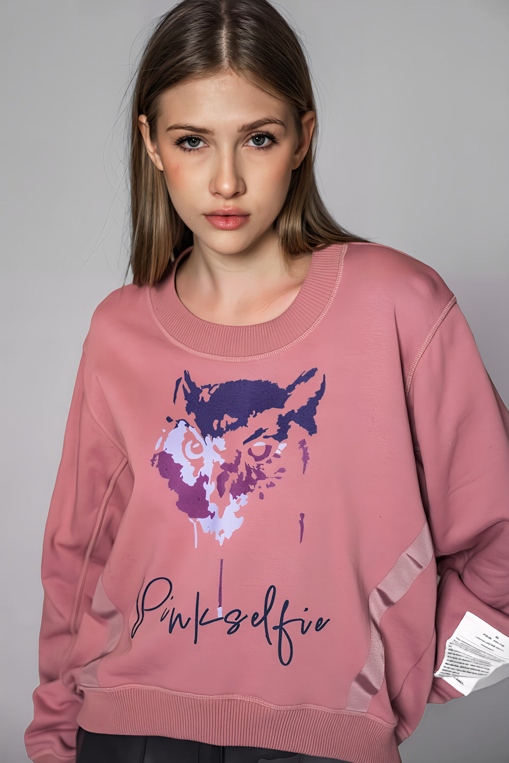 PINK/BLUE PASTEL FLORAL HIGH-LOW SWEATSHIRT